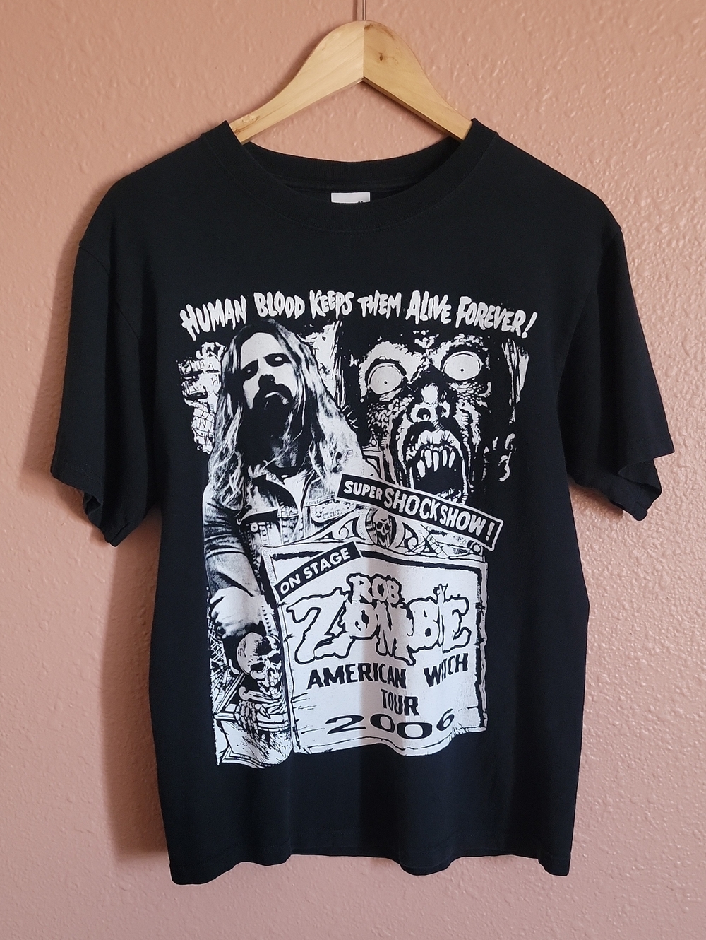 Rob Zombie American Witch Band Tour Graphic Tee Black White Rock Metal Music 90s